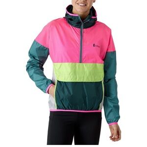 Cotopaxi Pink and Green Ski Jacket with Retro Color Block Design